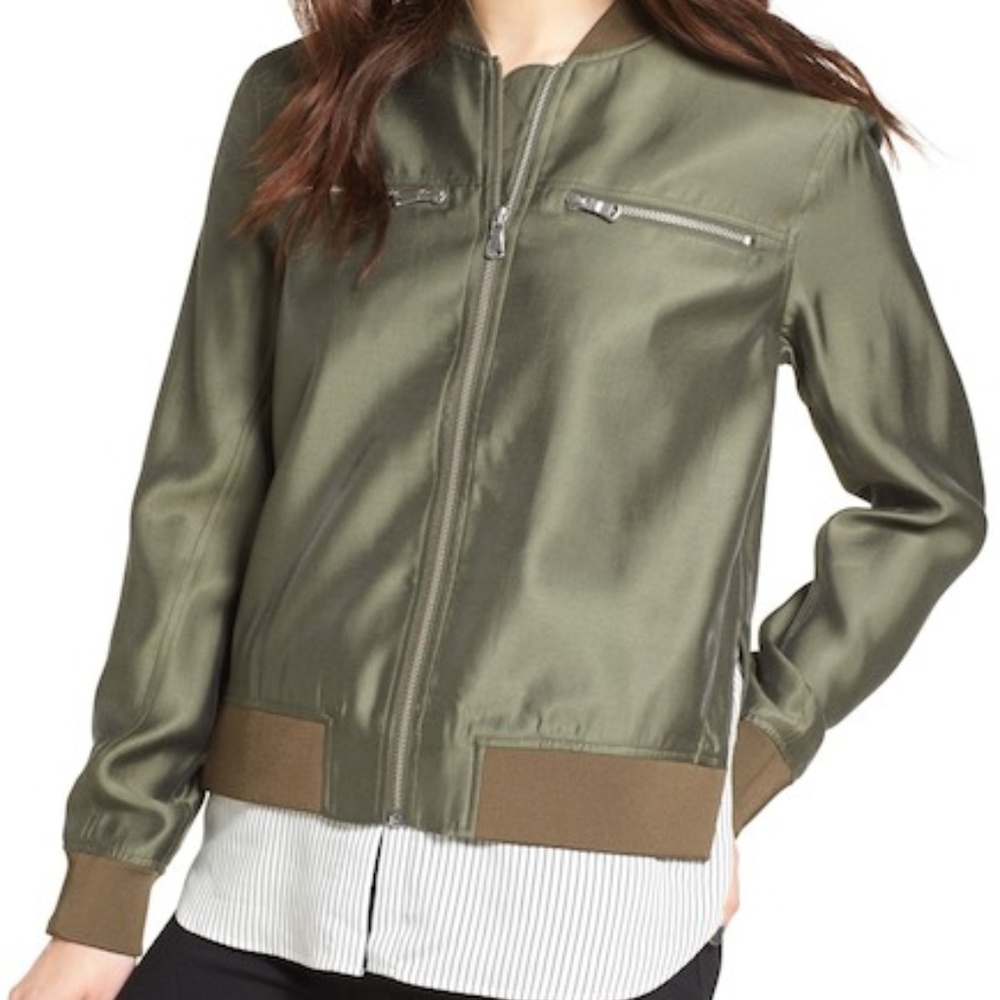 New!Olive Faux Layered Jacket